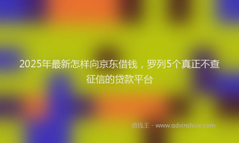 2025年最新怎样向京东借钱，罗列5个真正不查征信的贷款平台