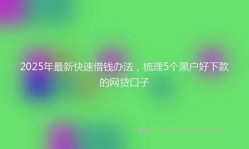 2025年最新快速借钱办法，梳理5个黑户好下款的网贷口子