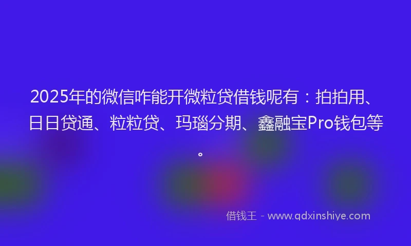 2025年的微信咋能开微粒贷借钱呢有：拍拍用、日日贷通、粒粒贷、玛瑙分期、鑫融宝Pro钱包等。