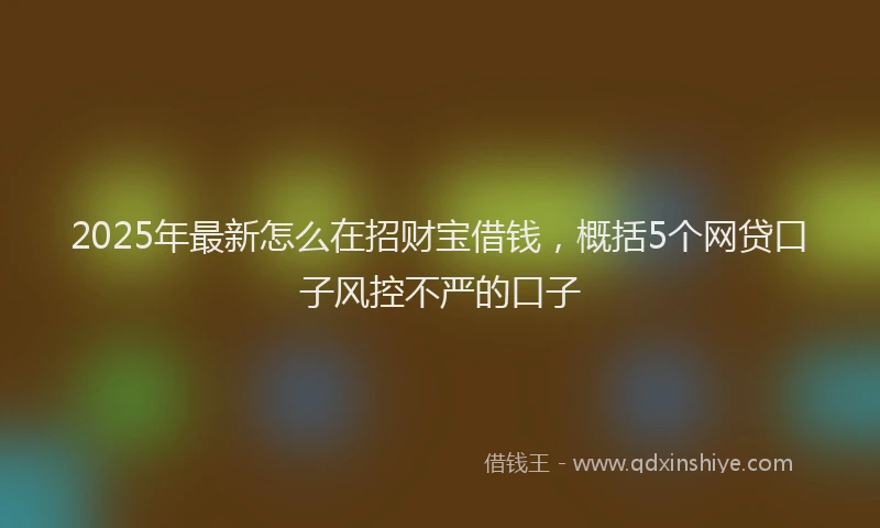 2025年最新怎么在招财宝借钱，概括5个网贷口子风控不严的口子