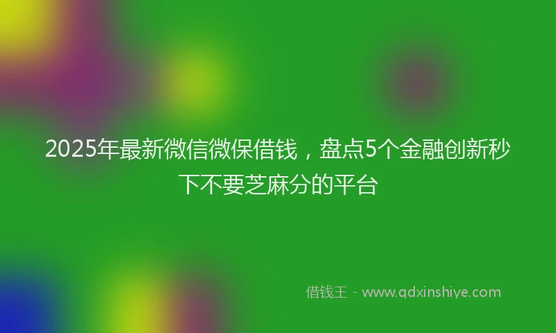 2025年最新微信微保借钱，盘点5个金融创新秒下不要芝麻分的平台