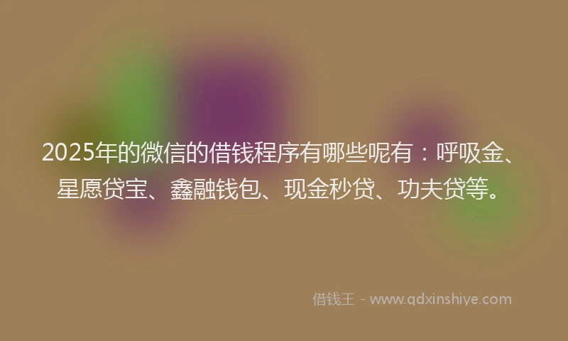 2025年的微信的借钱程序有哪些呢有：呼吸金、星愿贷宝、鑫融钱包、现金秒贷、功夫贷等。