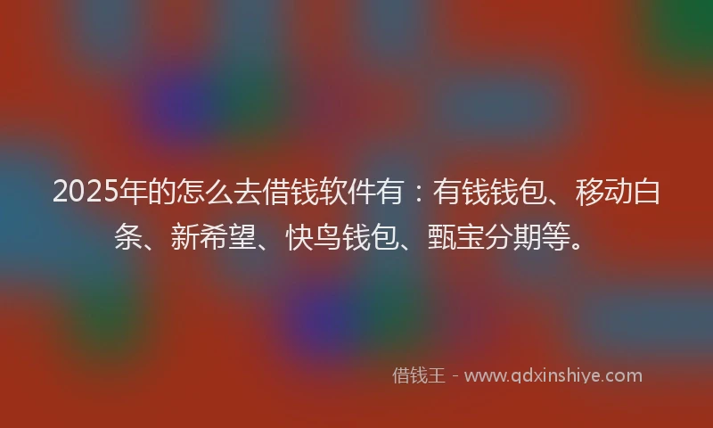 2025年的怎么去借钱软件有：有钱钱包、移动白条、新希望、快鸟钱包、甄宝分期等。