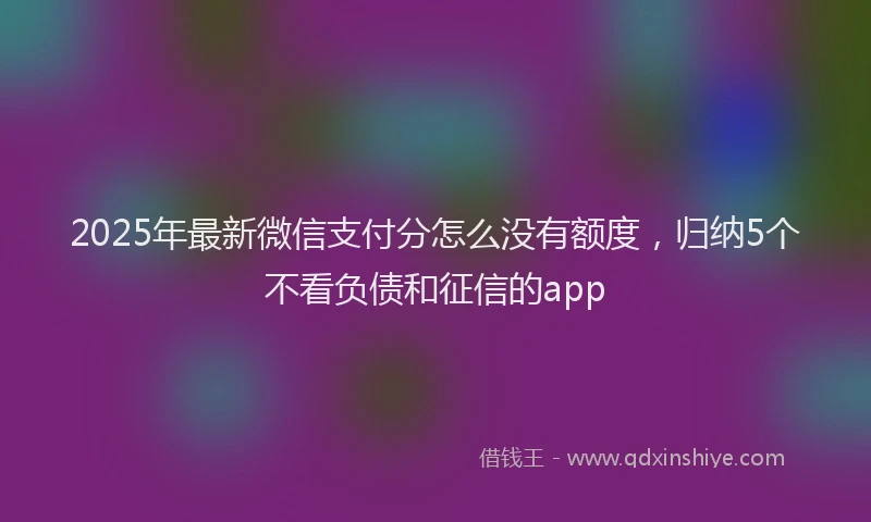 2025年最新微信支付分怎么没有额度，归纳5个不看负债和征信的app