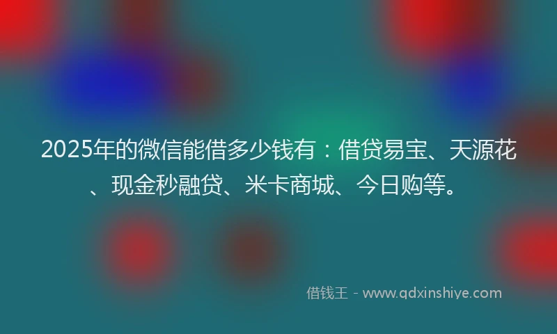 2025年的微信能借多少钱有：借贷易宝、天源花、现金秒融贷、米卡商城、今日购等。
