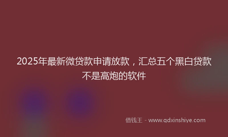 2025年最新微贷款申请放款，汇总五个黑白贷款不是高炮的软件