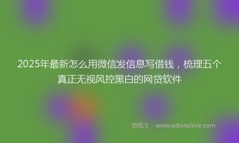 2025年最新怎么用微信发信息写借钱，梳理五个真正无视风控黑白的网贷软件