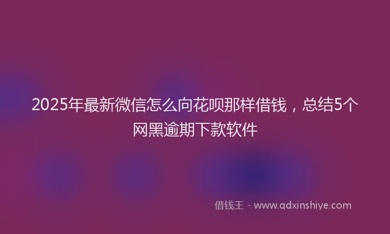 2025年最新微信怎么向花呗那样借钱，总结5个网黑逾期下款软件