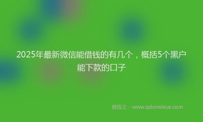 2025年最新微信能借钱的有几个，概括5个黑户能下款的口子