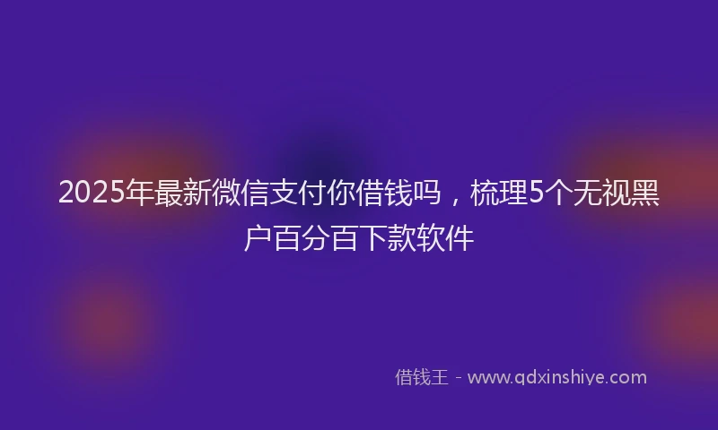 2025年最新微信支付你借钱吗，梳理5个无视黑户百分百下款软件