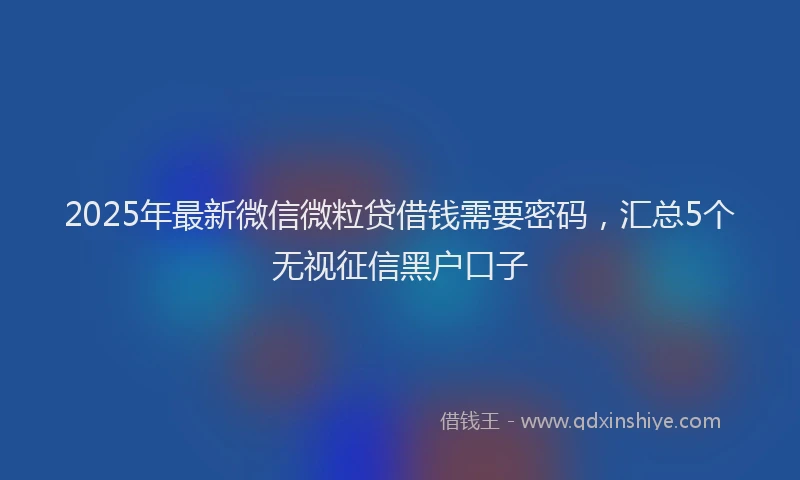 2025年最新微信微粒贷借钱需要密码，汇总5个无视征信黑户口子