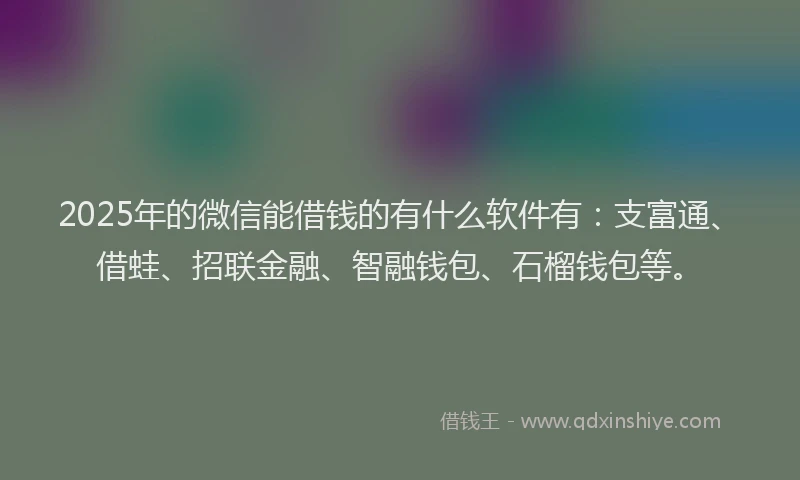 2025年的微信能借钱的有什么软件有：支富通、借蛙、招联金融、智融钱包、石榴钱包等。