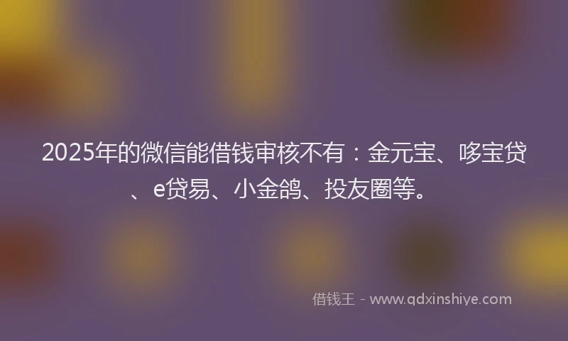 2025年的微信能借钱审核不有：金元宝、哆宝贷、e贷易、小金鸽、投友圈等。