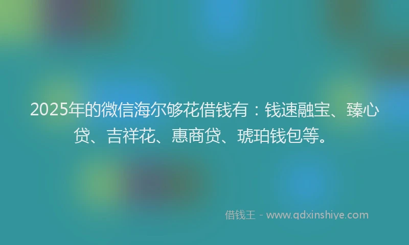 2025年的微信海尔够花借钱有：钱速融宝、臻心贷、吉祥花、惠商贷、琥珀钱包等。