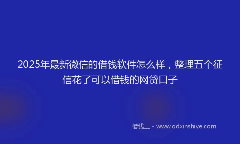 2025年最新微信的借钱软件怎么样，整理五个征信花了可以借钱的网贷口子
