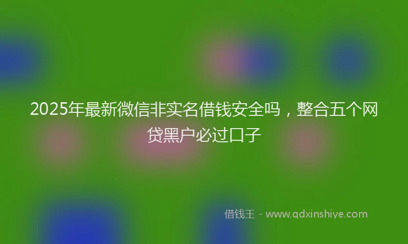 2025年最新微信非实名借钱安全吗，整合五个网贷黑户必过口子