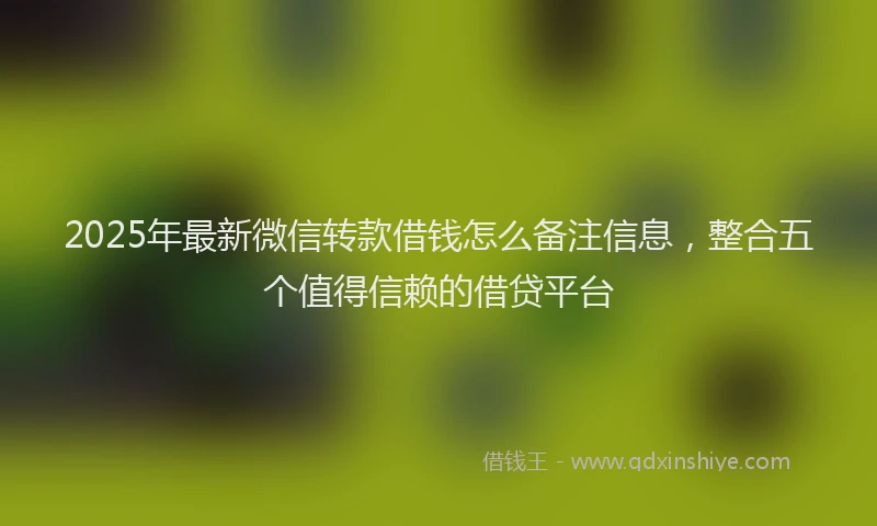 2025年最新微信转款借钱怎么备注信息，整合五个值得信赖的借贷平台