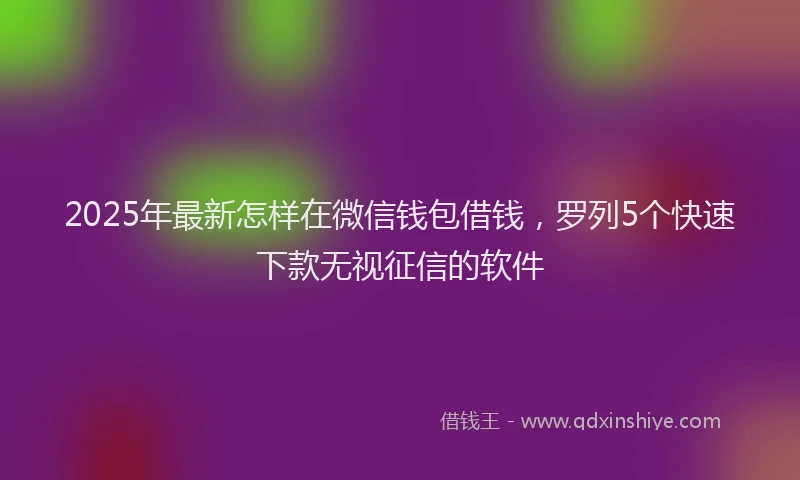 2025年最新怎样在微信钱包借钱，罗列5个快速下款无视征信的软件