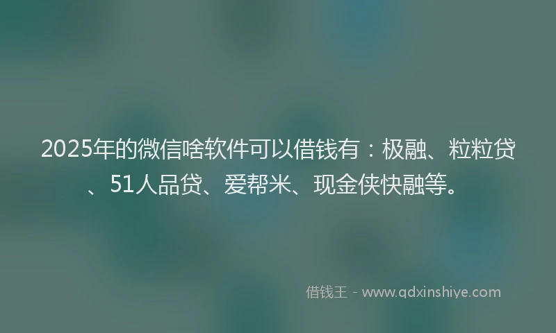 2025年的微信啥软件可以借钱有：极融、粒粒贷、51人品贷、爱帮米、现金侠快融等。