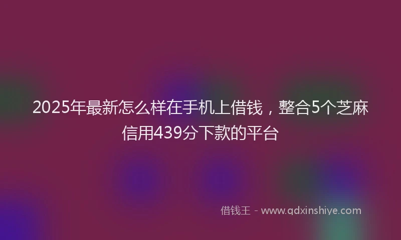 2025年最新怎么样在手机上借钱，整合5个芝麻信用439分下款的平台