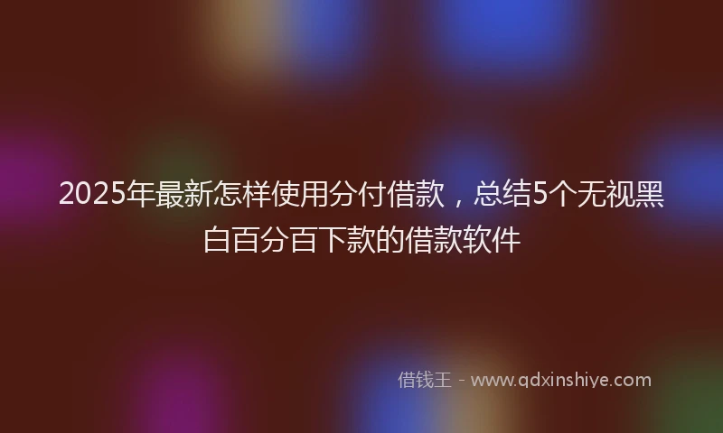 2025年最新怎样使用分付借款，总结5个无视黑白百分百下款的借款软件