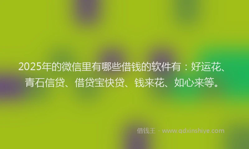 2025年的微信里有哪些借钱的软件有：好运花、青石信贷、借贷宝快贷、钱来花、如心来等。