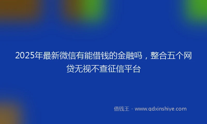 2025年最新微信有能借钱的金融吗，整合五个网贷无视不查征信平台