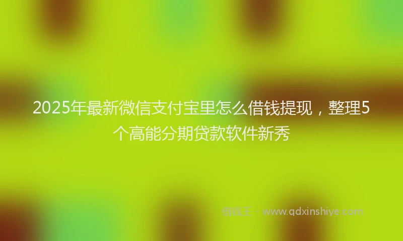 2025年最新微信支付宝里怎么借钱提现，整理5个高能分期贷款软件新秀