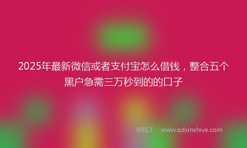 2025年最新微信或者支付宝怎么借钱，整合五个黑户急需三万秒到的的口子