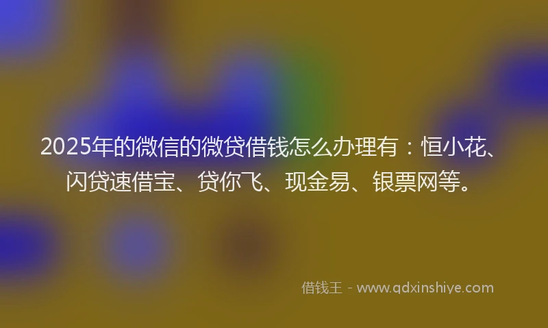 2025年的微信的微贷借钱怎么办理有：恒小花、闪贷速借宝、贷你飞、现金易、银票网等。