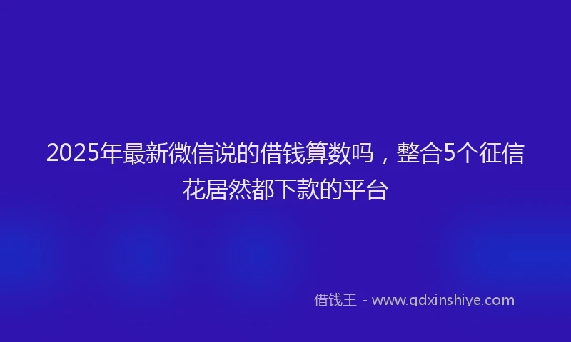 2025年最新微信说的借钱算数吗，整合5个征信花居然都下款的平台