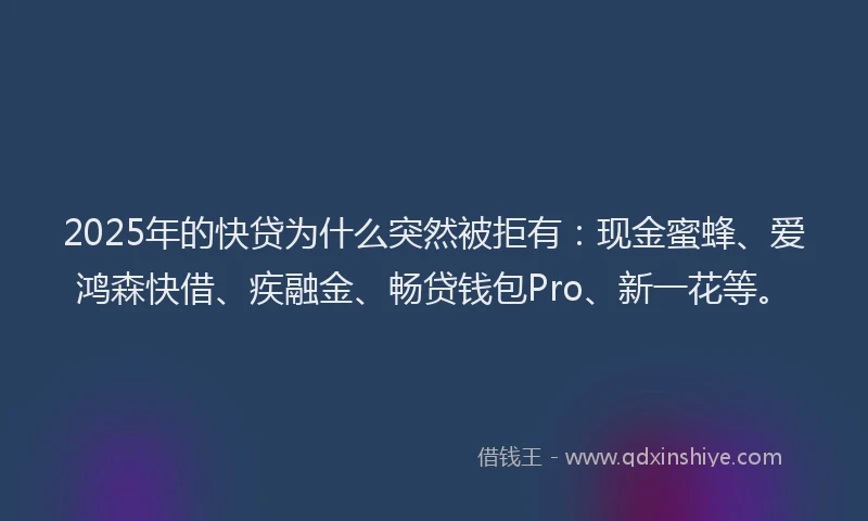 2025年的快贷为什么突然被拒有：现金蜜蜂、爱鸿森快借、疾融金、畅贷钱包Pro、新一花等。