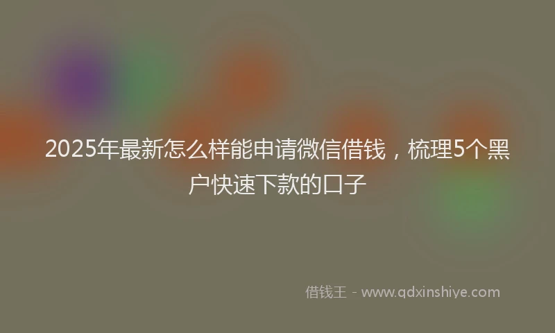 2025年最新怎么样能申请微信借钱，梳理5个黑户快速下款的口子