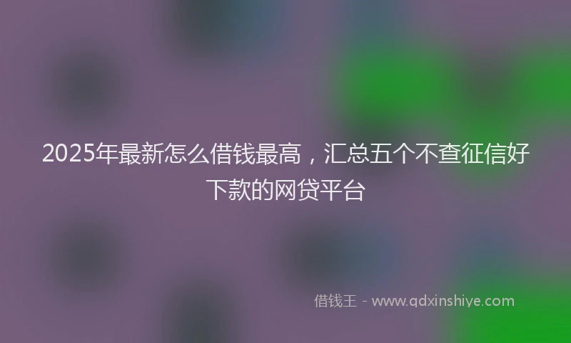 2025年最新怎么借钱最高，汇总五个不查征信好下款的网贷平台