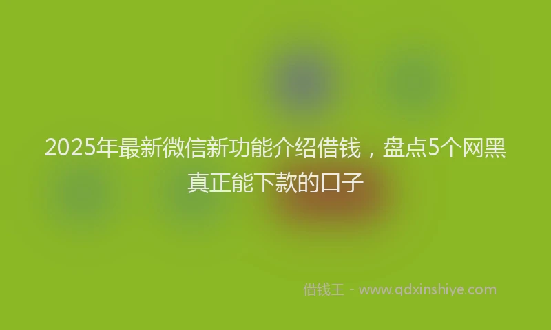2025年最新微信新功能介绍借钱，盘点5个网黑真正能下款的口子
