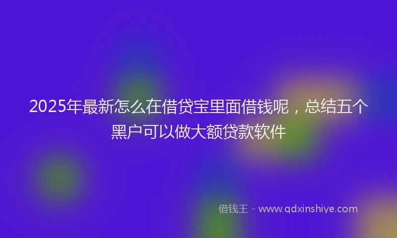 2025年最新怎么在借贷宝里面借钱呢，总结五个黑户可以做大额贷款软件