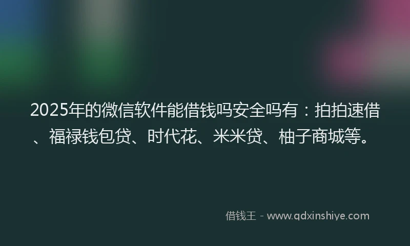 2025年的微信软件能借钱吗安全吗有：拍拍速借、福禄钱包贷、时代花、米米贷、柚子商城等。