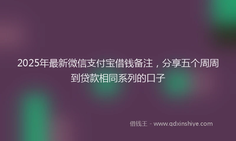 2025年最新微信支付宝借钱备注，分享五个周周到贷款相同系列的口子