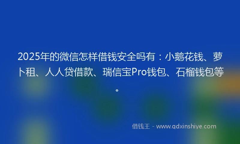 2025年的微信怎样借钱安全吗有：小鹅花钱、萝卜租、人人贷借款、瑞信宝Pro钱包、石榴钱包等。