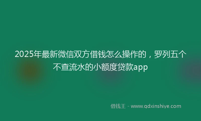 2025年最新微信双方借钱怎么操作的，罗列五个不查流水的小额度贷款app