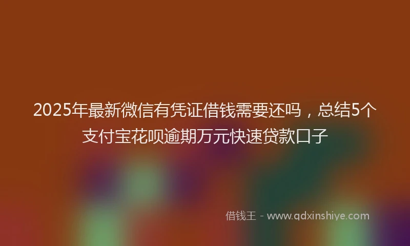 2025年最新微信有凭证借钱需要还吗，总结5个支付宝花呗逾期万元快速贷款口子