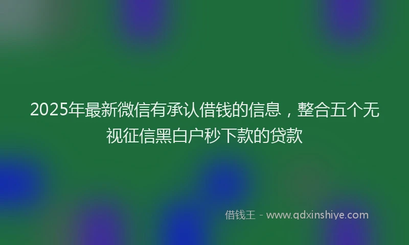 2025年最新微信有承认借钱的信息，整合五个无视征信黑白户秒下款的贷款