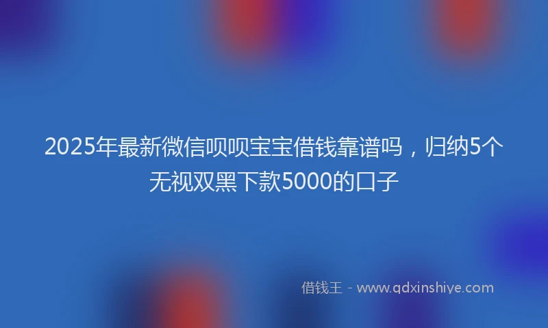 2025年最新微信呗呗宝宝借钱靠谱吗，归纳5个无视双黑下款5000的口子
