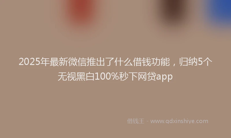 2025年最新微信推出了什么借钱功能，归纳5个无视黑白100%秒下网贷app