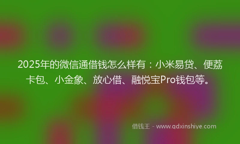 2025年的微信通借钱怎么样有：小米易贷、便荔卡包、小金象、放心借、融悦宝Pro钱包等。