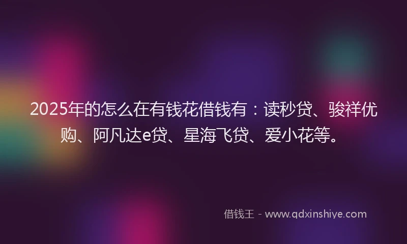2025年的怎么在有钱花借钱有：读秒贷、骏祥优购、阿凡达e贷、星海飞贷、爱小花等。