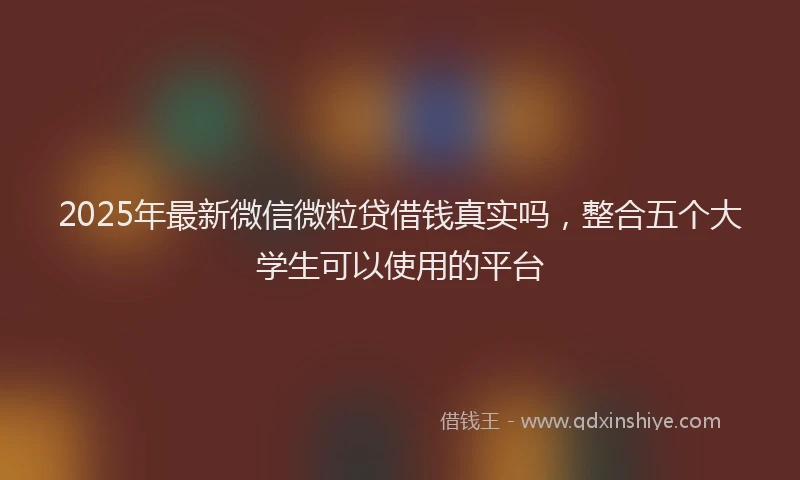 2025年最新微信微粒贷借钱真实吗，整合五个大学生可以使用的平台