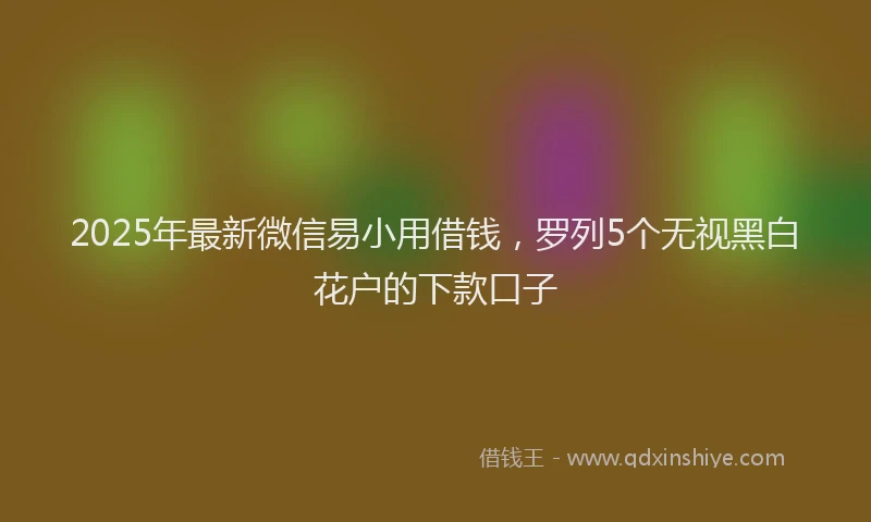 2025年最新微信易小用借钱，罗列5个无视黑白花户的下款口子