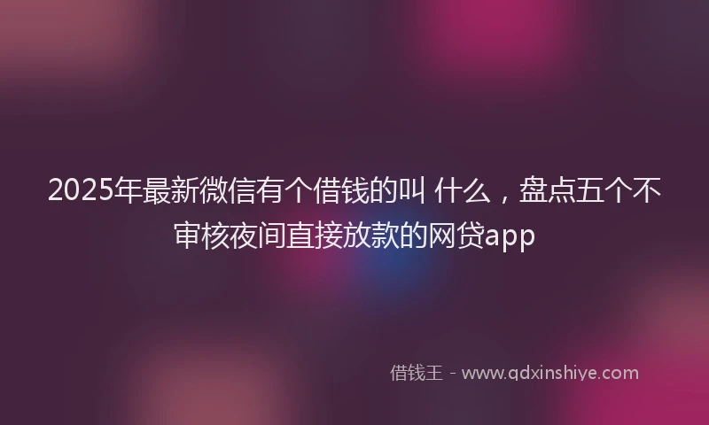 2025年最新微信有个借钱的叫 什么，盘点五个不审核夜间直接放款的网贷app