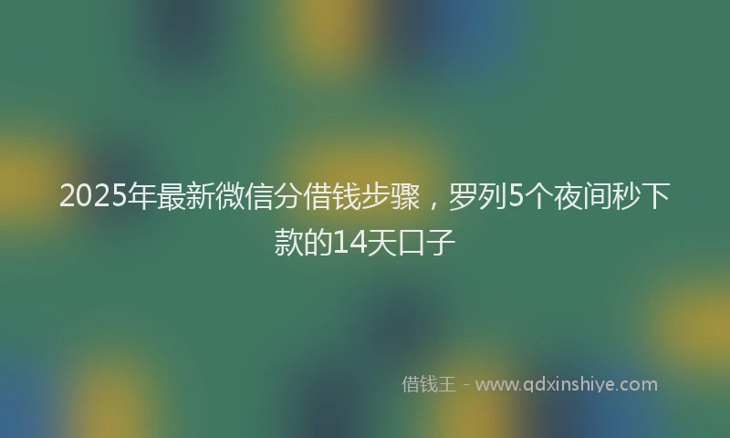 2025年最新微信分借钱步骤，罗列5个夜间秒下款的14天口子